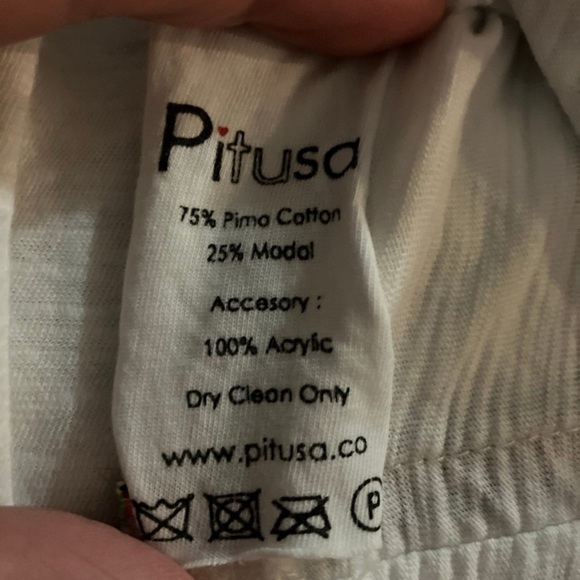 Pitusa White Off-Shoulder Blouse with Blue Accents - Picture 6 of 6